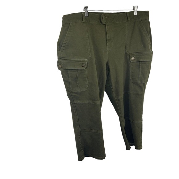 Project Blue Woman's Green Copped Pants Size 20W With Cargo Pockets - Picture 1 of 10